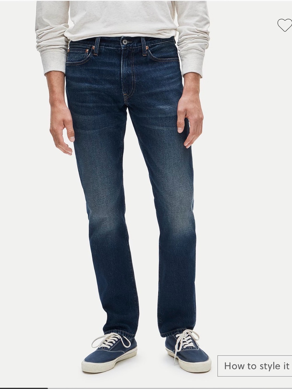 J.Crew 770 Men's Straight Fit Dark Blue Vintage Wash Jeans 33x29